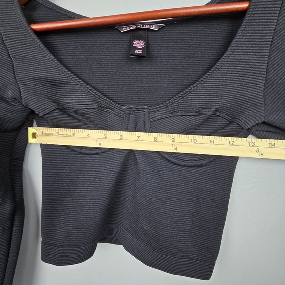 VICTORIA'S SECRET Crop Top‎ Underwire Long Sleeve Black Womens Size S Going Out - Picture 10 of 11